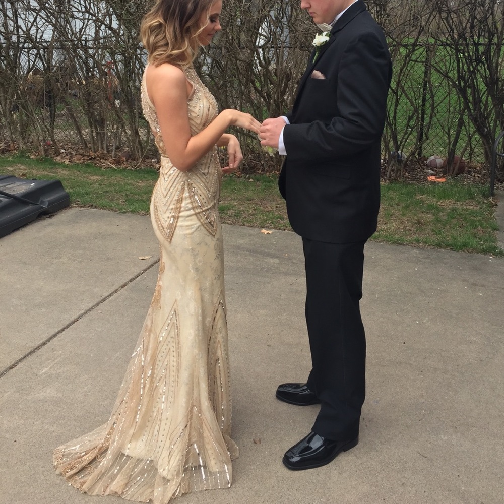 Mori Lee Gold Prom Dress